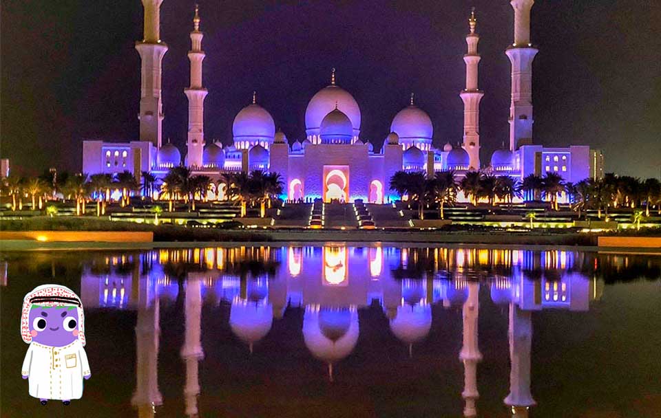 mezquita sheikh zayed de noche